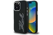 Mobil - Deksel og etui - Karl Lagerfeld FW Grained Signature Logo iPhone 16 Pro Case - Black - 3666339457563