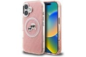 Mobil - Deksel og etui - Karl Lagerfeld IML Glitter Karl & Choupette Heads Logo MagSafe iPhone 16 Case - Pink - 3666339468347