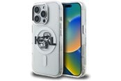 Mobil - Deksel og etui - Karl Lagerfeld IML Glitter Karl & Choupette Sketch Logo MagSafe Case for iPhone 16 Pro - Clear - 3666339460983