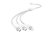 USB - Vention USB 2.0 A til 3-i-1 6A-kabel CTRWG 1.5M (hvit) - CTRWG