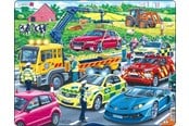 Puslespill - Larsen Puzzles Rescue Vehicles on highway - LA-PG3