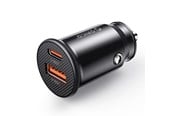 Mobil - Adaptere og ladere - ORICO PowerMini 30W USB-C + USB-A Car Charger - Black - PM-30-1A1C-BK-EP-HU