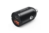 Mobil - Adaptere og ladere - ORICO MiniRing 30W USB-A + USB-C Car Charger - Black - MR-30-1A1C-BK-EP-HU