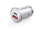 Mobil - Adaptere og ladere - ORICO MiniRing Pro 45W USB-A + USB-C Car Charger - Silver - MR-45-1A1C-SV-EP-HU
