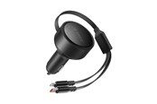 Mobil - Adaptere og ladere - ORICO Dual Stretch 60W USB-C Car Charger with Two Retractable USB-C + Lightning Cables - Black - DS-60-2C1L-BK-EP-HU