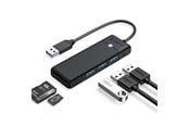 USB-hub - ORICO PAPW3AT-U3 USB Hub 4-port 3x USB-A 3.0 with microSD/SD card reader 1 m - black USB-hub - USB 3.0 - 4 porter - Svart - PAPW3AT-U3-10-BK-EP
