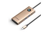 USB-hub - ORICO PW11 8in1 USB-C Docking Station 2x USB-A 3.0 1x USB-C PD 100W 1x HDMI 4K 60Hz 1x microSD/SD 1x RJ45 Gigabit Ethernet 1x Audio 3.5mm - Rose Gold USB-hub - USB 3.0 - 8 porter - PW11-8PM-RG-EP