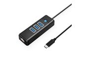 USB-hub - ORICO PW3UR25-C3 USB Hub 4-Port 3x USB-A 3.0 1x RJ45 2.5G Ethernet 0.15m - Black USB-hub - USB 3.0 - 4 porter - Svart - PW3UR25-C3-015-BK-EP