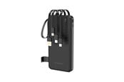 Nødlader - Wozinsky W11-B 10000mAh 10W Powerbank with Built-in Cables and Flashlight - Black - 10000 mAh - 5907769388095
