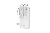 Nødlader - Wozinsky W11-W 10000mAh 10W Powerbank with Built-in Cables and Flashlight - White - 10000 mAh - 5907769388088