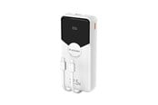 Nødlader - Wozinsky WFC-15W 20000mAh 22.5W PD20W Powerbank with Built-in Lightning and USB-C Cables - White - 20000 mAh - 5907769388064