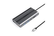 USB-hub - ORICO XDR 12in1 USB-C Docking Station USB-A USB-C HDMI 4K VGA RJ45 Gigabit PD 100W SD and microSD Card Reader - Gray USB-hub - USB 3.1 - 12 porter - Grå - XDR-X22-GY-BP