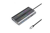 USB-hub - ORICO XCR 12in1 RGB USB-C Docking Station 3x USB-A USB-C PD 100W HDMI 4K VGA RJ45 Gigabit SD and microSD Card Reader - Gray USB-hub - USB 3.1 - 12 porter - Grå - XDR-X2-GY-BP