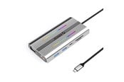 USB-hub - ORICO XCR 12in1 RGB USB-C Docking Station 3x USB-A USB-C PD 100W HDMI 4K VGA RJ45 Gigabit SD and microSD Card Reader - Silver USB-hub - USB 3.1 - 12 porter - Grå - XDR-X2-SV-BP