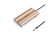USB-hub - ORICO XDR 12in1 USB-C Docking Station USB-A USB-C 2x HDMI 4K 60Hz DisplayPort 4K 60Hz RJ45 Gigabit PD 100W SD and microSD Card Reader - Rose Gold USB-hub - USB 3.1 - 12 porter - XDR-X33-RG-BP