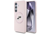 Mobil - Deksel og etui - Karl Lagerfeld Silicone Double Heads And Circle MagSafe Samsung Galaxy S25 Case Pink - 3666339450205