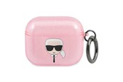 Mobil - Andre tilbehør - Karl Lagerfeld Glitter Karl's Head Case for AirPods 3 - Pink - 3666339030339