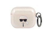 Mobil - Andre tilbehør - Karl Lagerfeld Glitter Karl's Head Case for AirPods 3 - Gold - 3666339030360