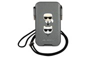 Mobil - Deksel og etui - Karl Lagerfeld Saffiano Ikonik Karl&Choupette Head 6.1'' Handbag - Gray - 3666339030773