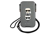 Mobil - Deksel og etui - Karl Lagerfeld Saffiano Ikonik Karl&Choupette Head 6.7'' Handbag - Gray - 3666339030780