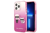 Mobil - Deksel og etui - Karl Lagerfeld Gradient Ikonik Karl&Choupette Case for iPhone 13 Pro / iPhone 13 - Pink - 3666339049225