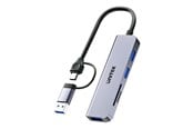 USB-hub - Unitek uHUB P5+ H1320A - hub - 5-in-1 5 Gbps with SD and micro SD card reader - 3 ports USB-hub - USB 3.2 - 3 porter - Grå - H1320AGY01