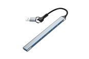 USB-hub - Gembird 7-port USB hub (1x USB 3.2 + 6x USB 2.0) USB-A + USB-C USB-hub - USB 3.2 - 7 porter - Sølv - UHB-ACM-U3P1U2P6-01