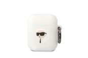 Mobil - Andre tilbehør - Karl Lagerfeld KLA2RUNIKH AirPods 1/2 cover white/white Silicone Karl Head 3D - 3666339087838