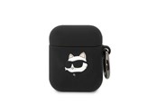 Mobil - Andre tilbehør - Karl Lagerfeld KLA2RUNCHK AirPods 1/2 cover black/black Silicone Choupette Head 3D - 3666339087890