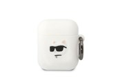 Mobil - Andre tilbehør - Karl Lagerfeld KLA2RUNCHH AirPods 1/2 cover white/white Silicone Choupette Head 3D - 3666339087920