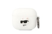Mobil - Andre tilbehør - Karl Lagerfeld KLA3RUNCHH AirPods 3 cover white/white Silicone Choupette Head 3D - 3666339087944