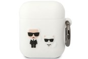 Mobil - Andre tilbehør - Karl Lagerfeld KLACA2SILKCW AirPods 1/2 cover white/white Silicone Karl & Choupette - 3666339088194