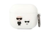 Mobil - Andre tilbehør - Karl Lagerfeld KLACA3SILKCW AirPods 3 cover white/white Silicone Karl & Choupette - 3666339088217