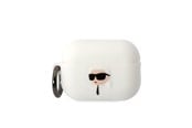 Mobil - Andre tilbehør - Karl Lagerfeld KLAP2RUNIKH AirPods Pro 2 cover white/white Silicone Karl Head 3D - 3666339099244