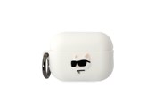 Mobil - Andre tilbehør - Karl Lagerfeld KLAP2RUNCHH AirPods Pro 2 cover white/white Silicone Choupette Head 3D - 3666339099275