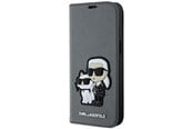 Mobil - Deksel og etui - Karl Lagerfeld KLBKP14SSANKCPG iPhone 14 6.1" bookcase silver/silver Saffiano Karl & Choupette - 3666339122829