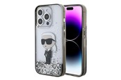 Mobil - Deksel og etui - Karl Lagerfeld Liquid Glitter Ikonik case for iPhone 15 Pro - transparent - 3666339164096