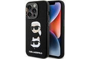 Mobil - Deksel og etui - Karl Lagerfeld Silicone Karl&Choupette Head case for iPhone 15 Pro - black - 3666339164812