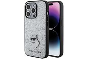 Mobil - Deksel og etui - Karl Lagerfeld Fixed Glitter Choupette Logo Metal Pin Case for iPhone 15 Pro Max - Silver - 3666339165307