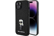 Mobil - Deksel og etui - Karl Lagerfeld Fixed Glitter Ikonik Logo Metal Pin case for iPhone 15 - black - 3666339165390