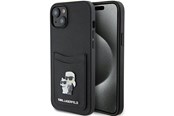 Mobil - Deksel og etui - Karl Lagerfeld Saffiano Cardslot Karl&Choupette Metal Pin case for iPhone 15 - black - 3666339165512
