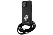 Mobil - Deksel og etui - Karl Lagerfeld Crossbody Saffiano Metal Pin Karl & Choupette case for iPhone 15 - black - 3666339165758