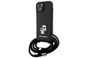 Mobil - Deksel og etui - Karl Lagerfeld Crossbody Saffiano Metal Pin Karl & Choupette case for iPhone 15 Plus - black - 3666339165765