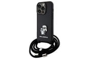 Mobil - Deksel og etui - Karl Lagerfeld Crossbody Saffiano Metal Pin Karl & Choupette case for iPhone 15 Pro - black - 3666339165772