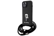 Mobil - Deksel og etui - Karl Lagerfeld Crossbody Saffiano Monogram Metal Pin Karl & Choupette Case for iPhone 15 - Black - 3666339165871