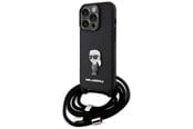 Mobil - Deksel og etui - Karl Lagerfeld Crossbody Saffiano Monogram Metal Pin Karl & Choupette Case for iPhone 15 Pro - Black - 3666339165895