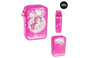 Skoleutstyr - Tinka DOUBLE PENCIL CASE UNICORN WITH SEQUINS - 8-804214