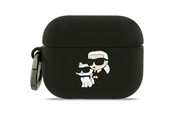 Mobil - Andre tilbehør - Karl Lagerfeld Silicone Karl & Chaupette Head 3D Case for AirPods Pro 3 - Black - 3666339574680