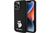 Mobil - Deksel og etui - Karl Lagerfeld Silicone Choupette Metal Pin case for iPhone 15 Pro Max - black - 3666339166380