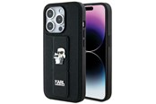 Mobil - Deksel og etui - Karl Lagerfeld Gripstand Saffiano Karl&Choupette Pins case for iPhone 14 Pro - black - 3666339206857
